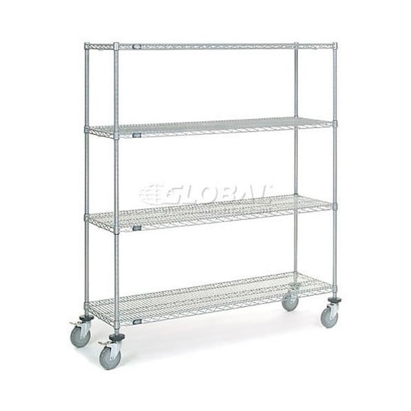 Nexel 4 Shelf Truck, Chrome, 60inW x 18inD x 69inH, Polyurethane Swivel Casters 168216 - main